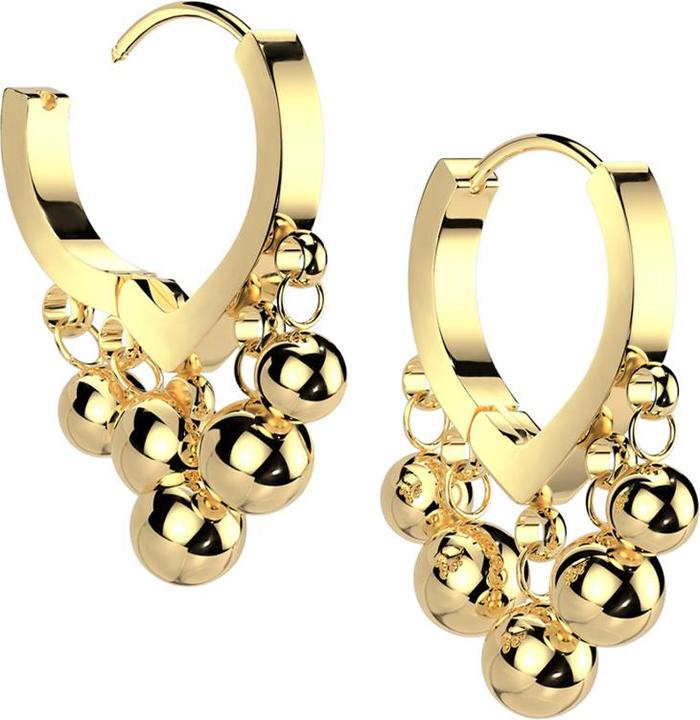 Image du produit Star Piercing Ohrring vergoldet Diamant Anhänger Ketten mit Kugeln (sans laiton, Acier chirurgical 316L)