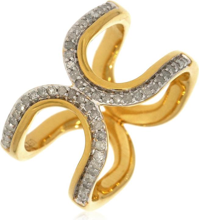 Image du produit Xen Bague avec 54 diamants blancs env. 0,26 ct. plaqué or jaune (52, Argent 925)