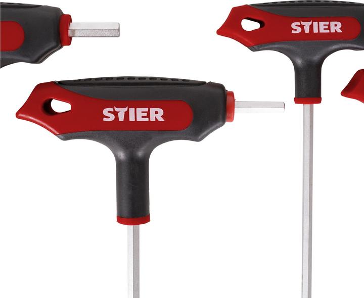 Image du produit Stier Jeu de 8 tournevis 6 pans à poignée en T, 2 à 10 mm