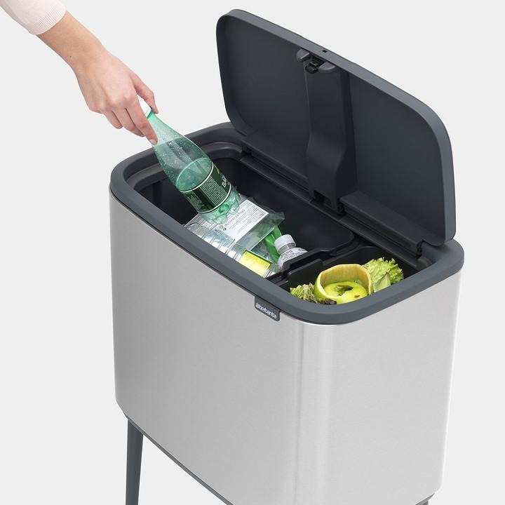 Actual product image Brabantia Waste bin for separation with button, silver (31 62 27) (34 l)