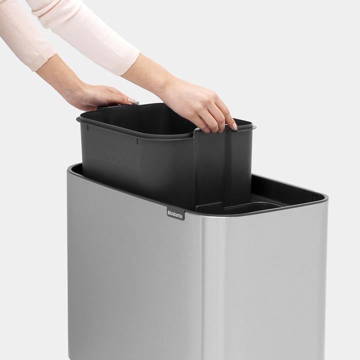 Actual product image Brabantia Waste bin for separation with button, silver (31 62 27) (34 l)