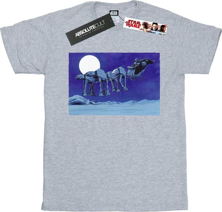 Actual product image Star Wars Womens/Ladies Christmas AT-AT Sleigh Cotton Boyfriend T-Shirt (XL)