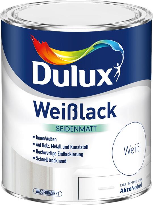 Produktbild Dulux Weisslack wasserbasis seidenmatt (Weiss, 0.38 l)