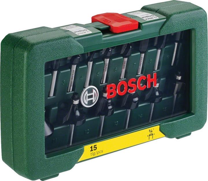 Produktbild Bosch Zubehör HM-Fräser-Set mit 1/4-Zoll Schaft, 15-teilig