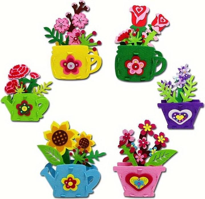 Actual product image Activity Board DIY flower pot, flower craft kit, potted plant arts and crafts toy, non-woven nursery