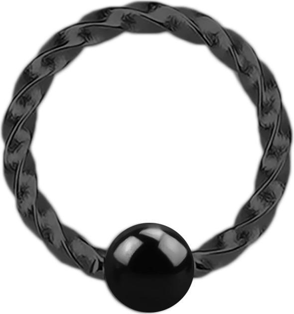 Immagine prodotto Star Piercing Anello di chiusura Micro Ball intrecciato nero (senza ottone, Acciaio chirurgico 316L)