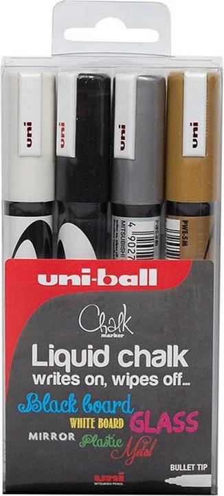 Produktbild Uni-ball Kreidemarker (Silber, Weiss, Schwarz, Gold, 2.50 mm, 4 x)