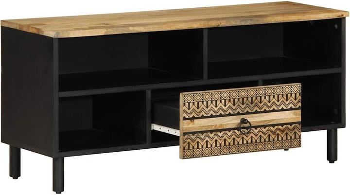 Image du produit VidaXL Armoire TV Lowboard Meuble TV Noir Bois de manguier brut (100 x 33.5 x 46 cm)