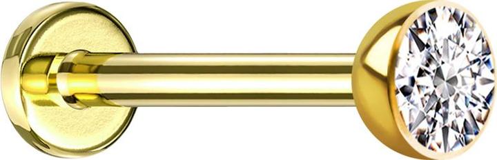 Produktbild Star Piercing Micro Threadless Labret vergoldet Halbkugel mit Kristall silber (ohne Messing, Titan G23)