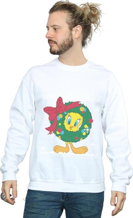 Actual product image Looney Tunes Mens Tweety Pie Christmas Fair Isle Sweatshirt (XXL)