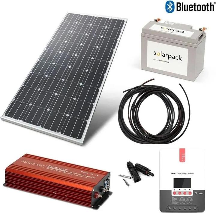Autosolar Kit complet 160W avec batterie au lithium 55Ah et onduleur 600W (150 W)