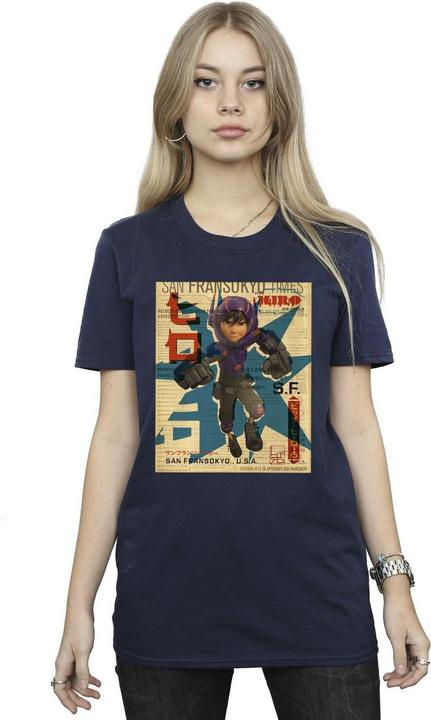 Immagine prodotto Disney Big Hero 6 Baymax Hiro Newspaper Maglietta Ampia Donna (L)