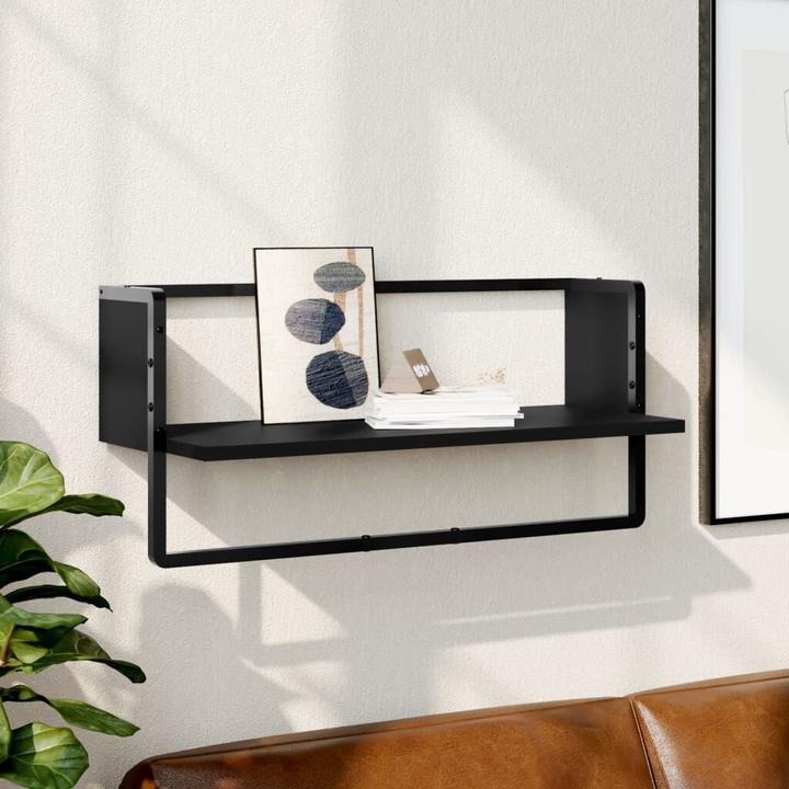 Produktbild VidaXL Wandregal mit Stange Schwarz 65x25x30 cm,Farbe (65 x 25 x 30 cm)