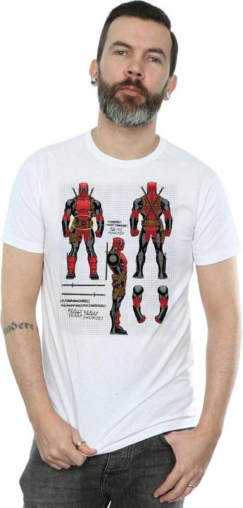 Actual product image Mens Deadpool Action Figure Plans T-Shirt (XXL)