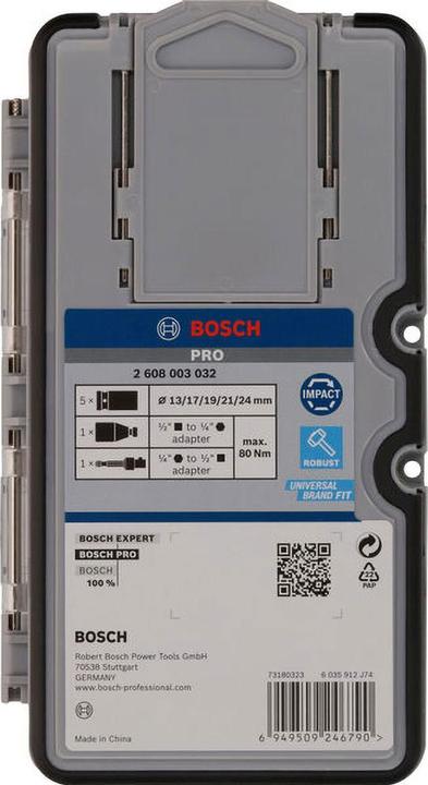 Immagine prodotto Bosch Professional Zubehör Set di prese PRO Impact (19 mm, 24 mm, 21 mm, 17 mm, 13 mm)