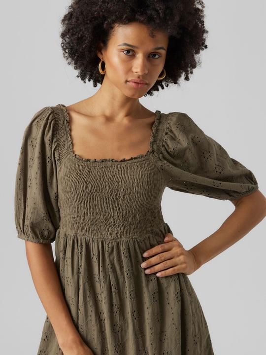 Actual product image Vero Moda Smocked Broderie Anglaise Mini Dress (XS)