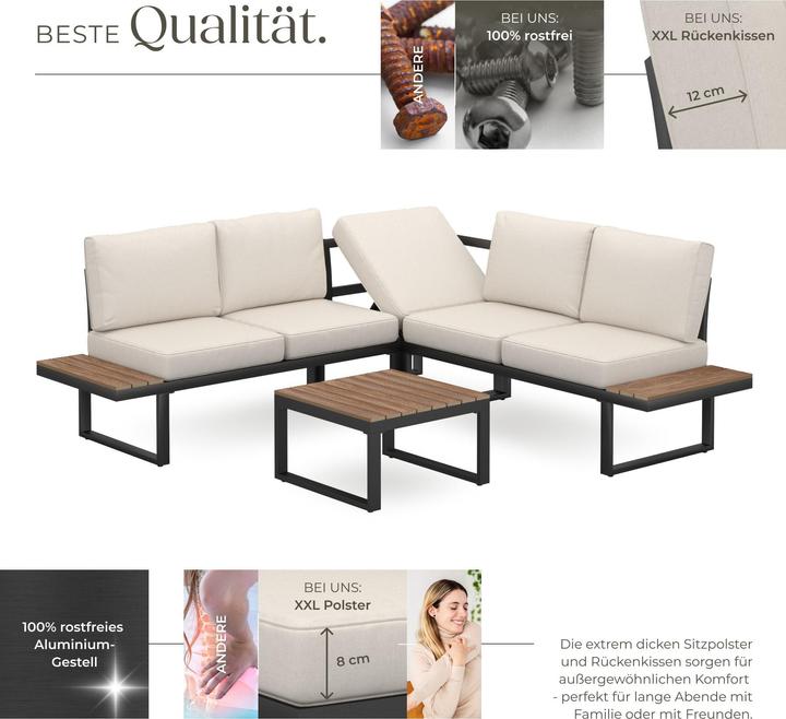 Produktbild tectake Garten-Lounge-Set Eliar, 4-teilig, mit Aluminiumgestell