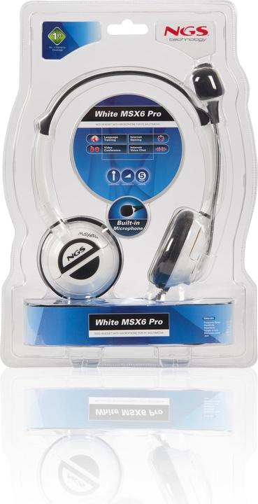 Produktbild NGS MSX6 Pro Kopfhörer Verkabelt Kopfband Calls/Music Weiss (Kabelgebunden)