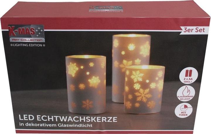 Immagine prodotto Art Collection Candela in vetro con vera cera 3D e timer Set da 3 (3 pz.)
