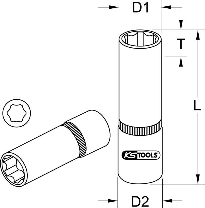 Immagine prodotto KS Tools 1/2" presa lunga (20 mm)