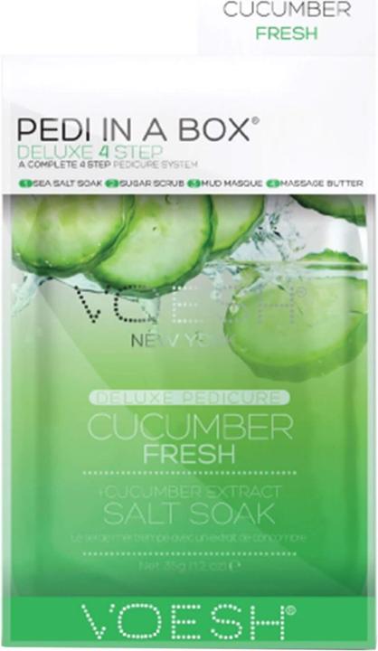 Produktbild Voesh Pedi In A Box Deluxe 4 Step Cucumber Fresh (Fussbad, Fusscrème & Fussgel, Fussmaske)