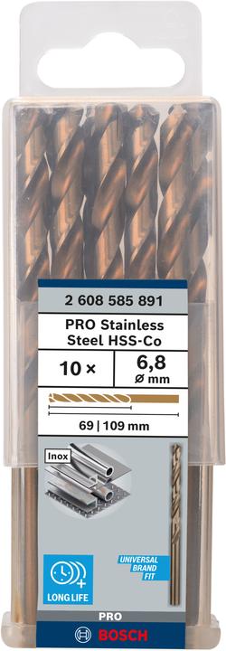 Produktbild Bosch Professional Zubehör PRO Stainless Steel HSS-Co Spiralbohrer, 6.8 x 69 x 109 mm (6.8 mm)