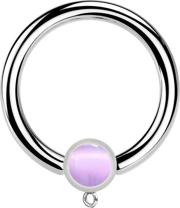 Immagine prodotto Star Piercing Anello Micro Closure in argento con cilindro di pietra viola occhio di gatto per ciondolo (senza ottone, Mnerale, Acciaio chirurgico 316L)