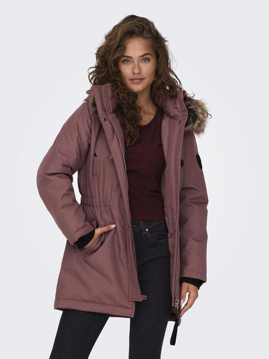 Produktbild Only Kapuze mit abnehmbarem Kunstfell-Rand Gerippte Ärmelbündchen Parka Langer Parka (XS)