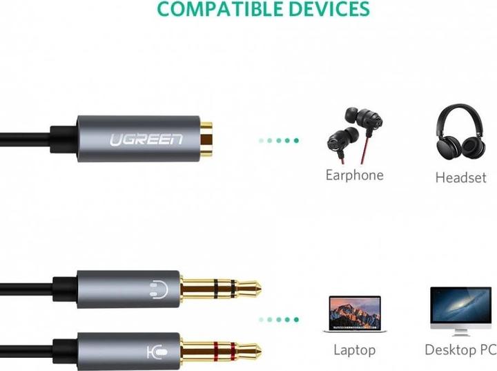 Immagine prodotto Ugreen Splitter Y per microfono e cuffie con jack da 3,5 mm (0.20 m, Connettore da 3,5 mm (AUX))