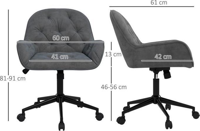 Immagine prodotto Swisshandel24 Sedia da ufficio con funzione dondolo, ergonomica, effetto velluto, grigio scuro