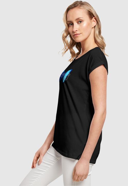 Produktbild Merchcode Ladies Butterfly Blue Extended Shoulder Tee - 111649 (3XL)