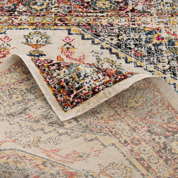 Produktbild Pergamon Kurzflor Designer Teppich Modern Vintage Orient Muster (140 x 200 cm)