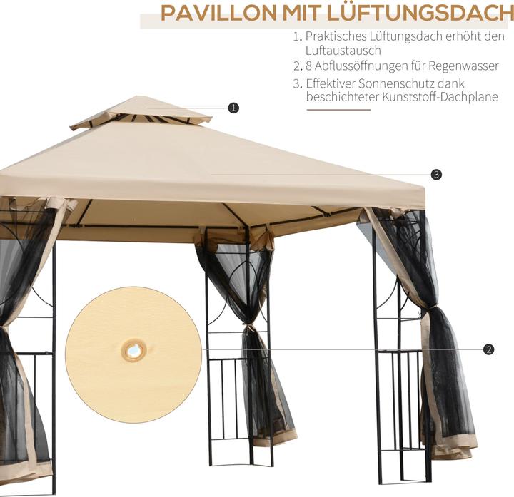 Immagine prodotto Outsunny Padiglione con zanzariera (300 cm, 300 cm)