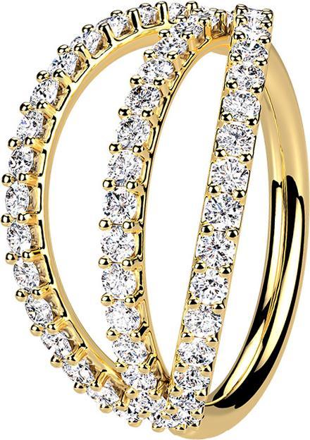 Produktbild Star Piercing Micro Piercing Ring 14k vergoldet drei Ringe mit Kristallen (Messing)