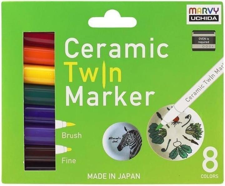 Actual product image Marvy Marker für Keramik und Porzellan. 8 Grundfarben