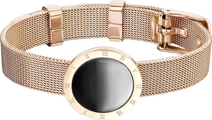 Actual product image Star Piercing Bracelet rose gold black enamel with Roman numerals (23 cm, Surgical steel 316L, without brass)