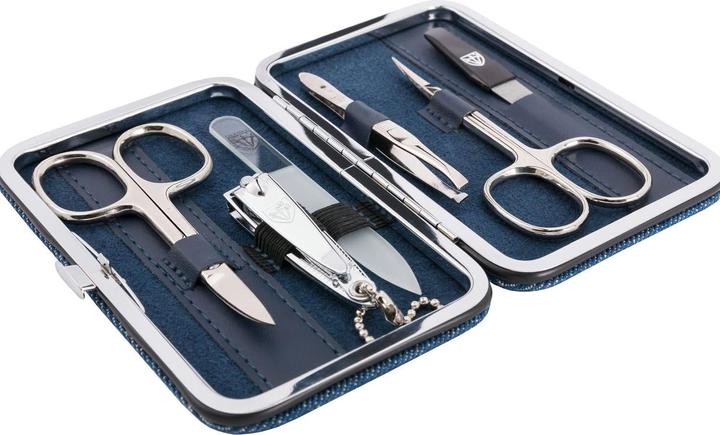 Image du produit Kellermann Set manucure 6 pcs lime à ongles en verre Genova bleu textile jeans