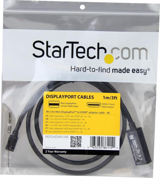 Immagine prodotto StarTech 3ft mDP a cavo HDMI - 4K (1.01 m, HDMI)
