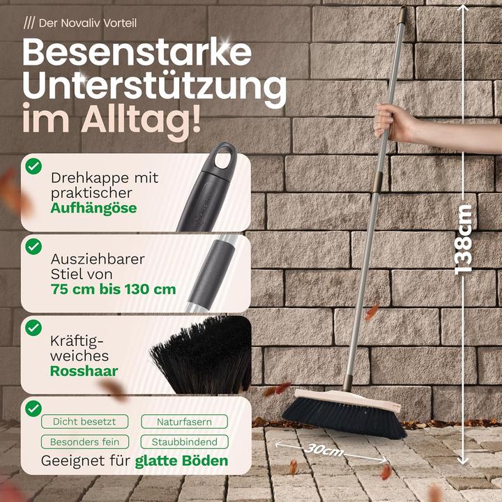 Produktbild Novaliv 4X Zimmerbesen Rosshaar Handbesen feines Tierhaar Schweifhaar (4, Zimmerbesen) (4 Stk.)