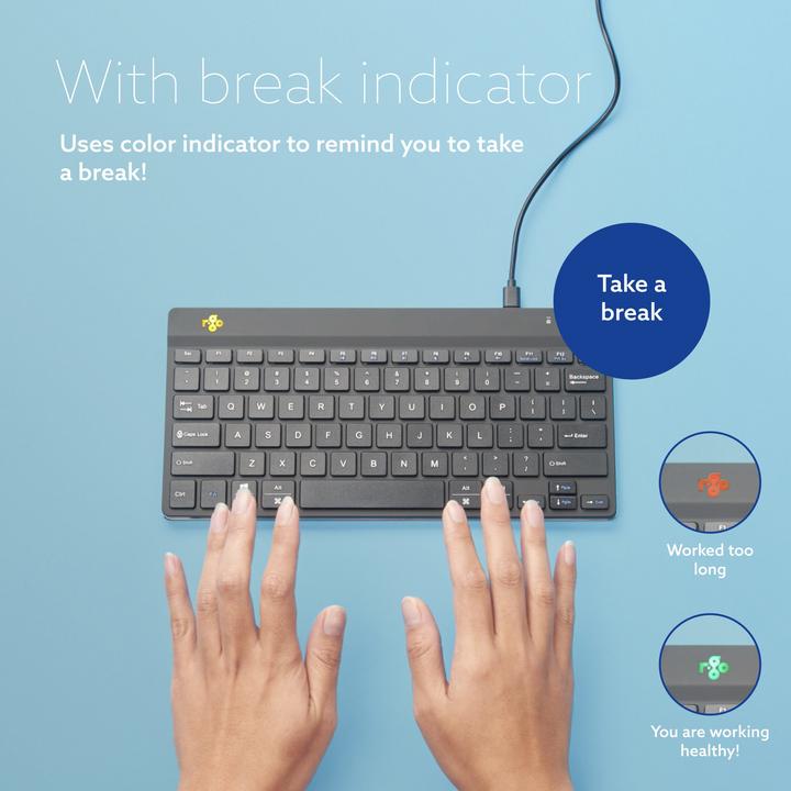 Image du produit R-Go Tools R-Go Compact Break Clavier ergonomique QWERTY (FR), filaire, blanc (DE, Filaire)