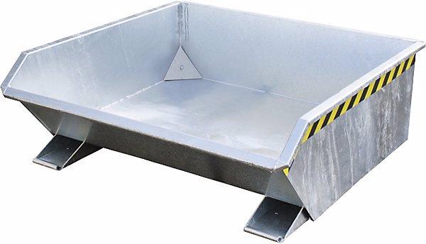 Actual product image eurokraft pro MINI tilting skip for metal swarf, low overall height, capacity 0.46 m³, zinc (460 l)
