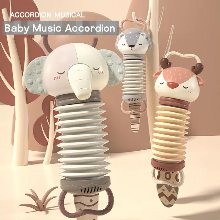 Actual product image Activity Board Cartoon Deer Accordion Baby Musical Toy Early Learning Instrument Electronic Vocal Toy