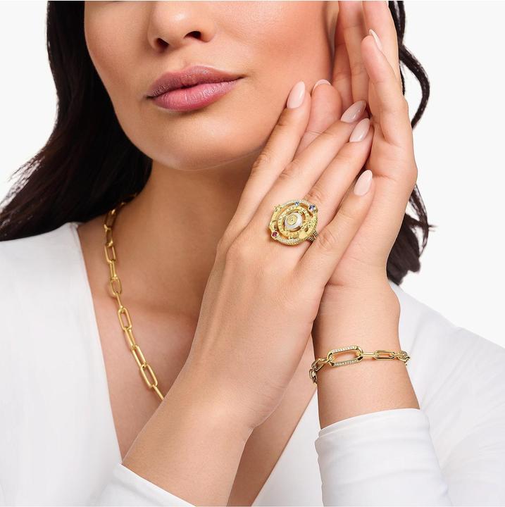 Actual product image Thomas Sabo Cosmic Design Cocktail Ring Gold Plated with Colourful Stones (54, 925 Silver)