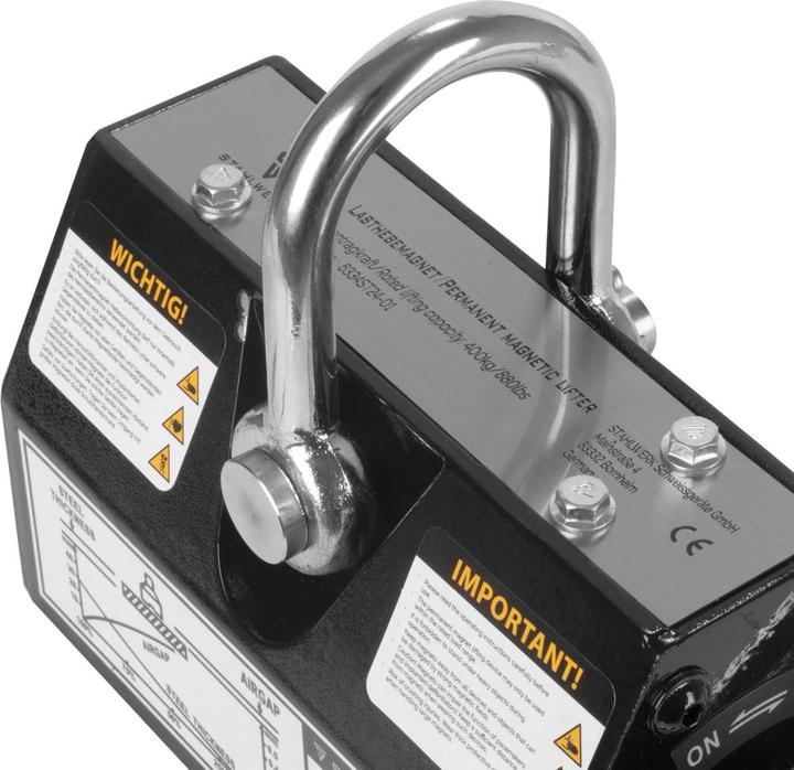 Actual product image Stahlwerk Lifting magnet with 400 kg 880 lbs load capacity 1280 kg 2821 lbs pulling force (400 kg)