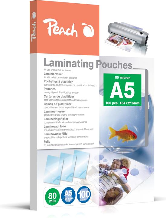 Immagine prodotto Peach Lamina di laminazione A5, 80 µm, 100 pezzi, lucido (A5, 100 Pezzo/i, 80 µm)