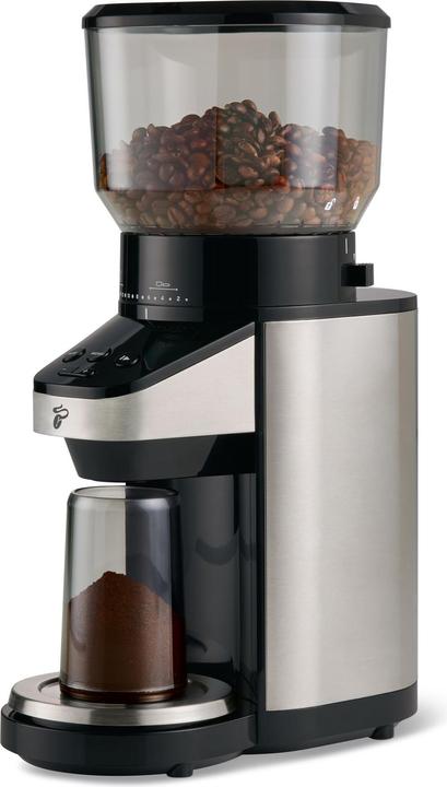 Produktbild Tchibo elektrische Kaffeemühle, eingebaute Waage, Kegelmahlwerk, Schwarz/Silber