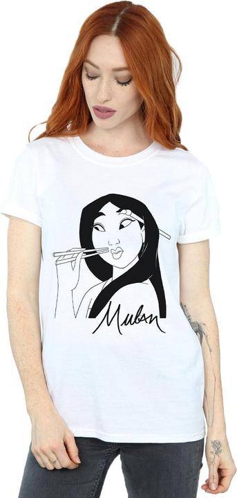 Actual product image Disney Womens/Ladies Mulan Chopsticks Cotton Boyfriend T-Shirt (M)