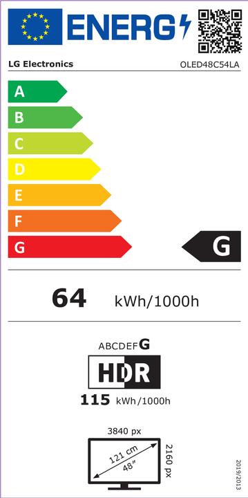 Energy Label LG 48 Inch OLED evo AI C5 4K Smart TV (48", OLED, 4K, 2025)