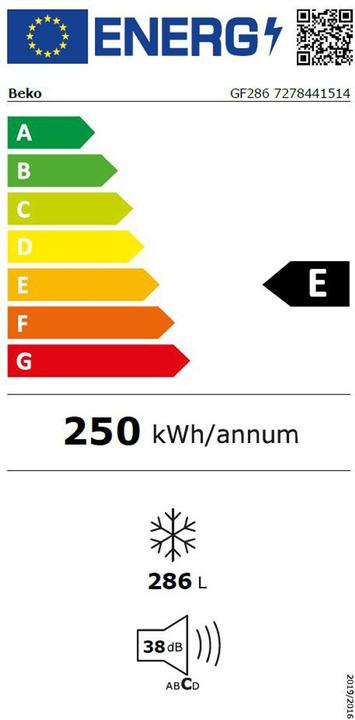 Energy Label Beko Freezers (Stand-alone, 286 l)