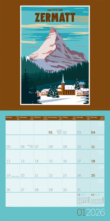 Produktbild Vintage Voyage - Reiseposter - Kalender 2026 - 30x30 (30 x 30 cm, Harter Einband, Deutsch, Französisch, Englisch)